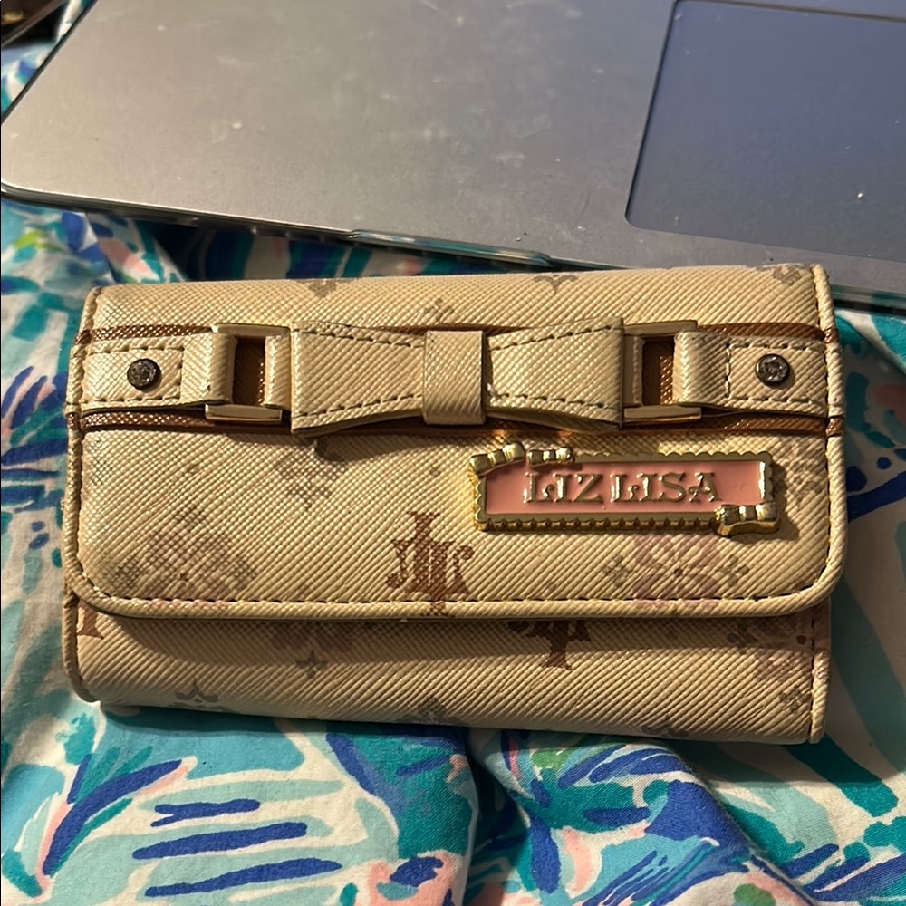 LIZ LISA Cream and Gold Wallet with Textured Finish